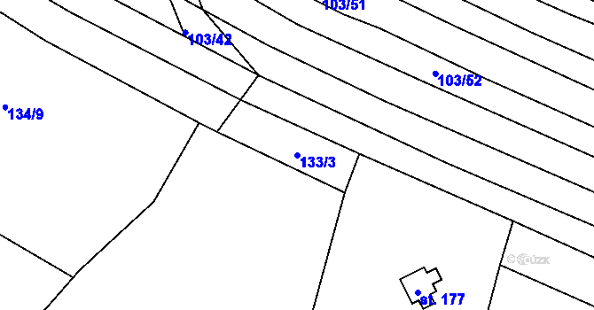 Parcela st. 133/3 v KÚ Lískovec, Katastrální mapa