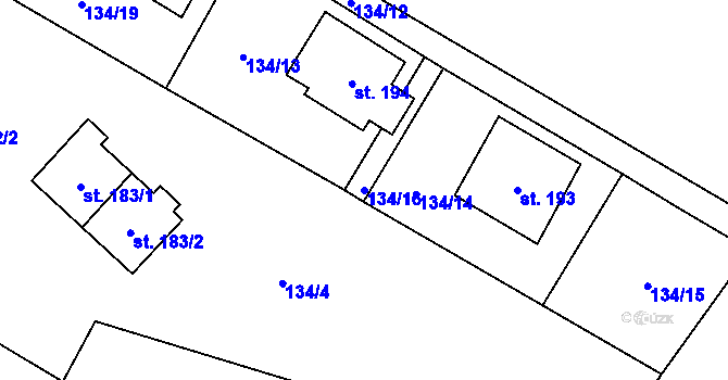 Parcela st. 134/16 v KÚ Lískovec, Katastrální mapa