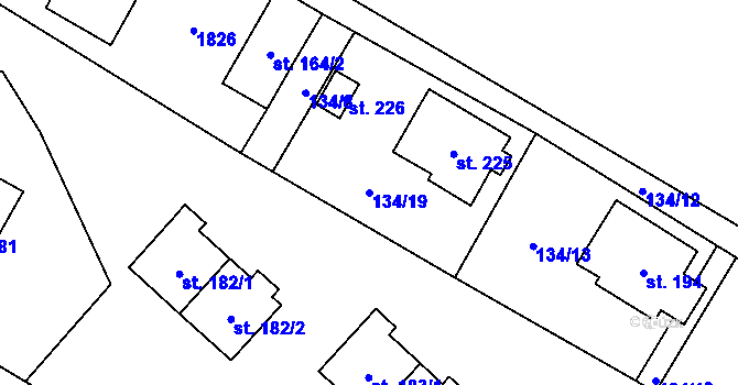 Parcela st. 134/19 v KÚ Lískovec, Katastrální mapa