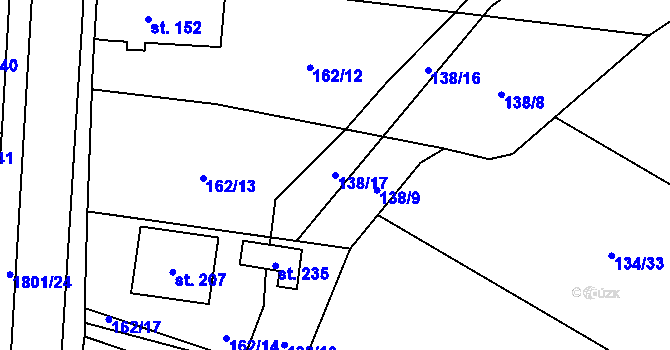 Parcela st. 138/17 v KÚ Lískovec, Katastrální mapa