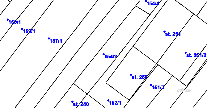 Parcela st. 154/2 v KÚ Lískovec, Katastrální mapa