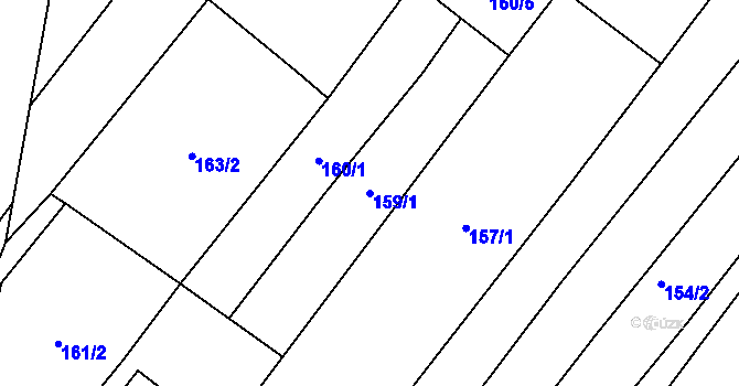 Parcela st. 159/1 v KÚ Lískovec, Katastrální mapa
