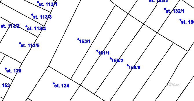 Parcela st. 161/1 v KÚ Lískovec, Katastrální mapa