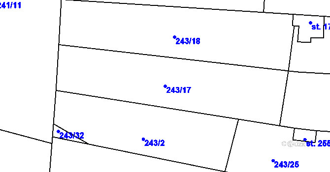Parcela st. 243/17 v KÚ Lískovec, Katastrální mapa