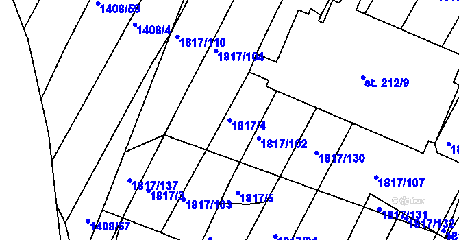 Parcela st. 1817/4 v KÚ Lískovec, Katastrální mapa