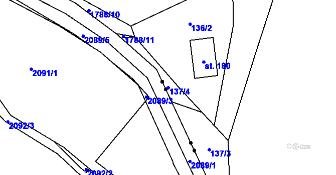 Parcela st. 137/4 v KÚ Lískovec, Katastrální mapa