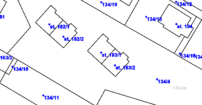 Parcela st. 183/1 v KÚ Lískovec, Katastrální mapa