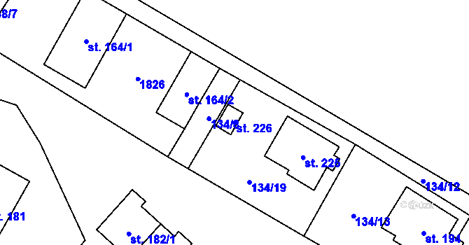 Parcela st. 226 v KÚ Lískovec, Katastrální mapa