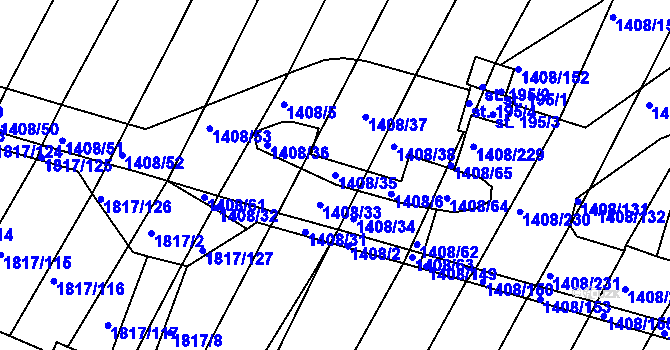 Parcela st. 1408/35 v KÚ Lískovec, Katastrální mapa