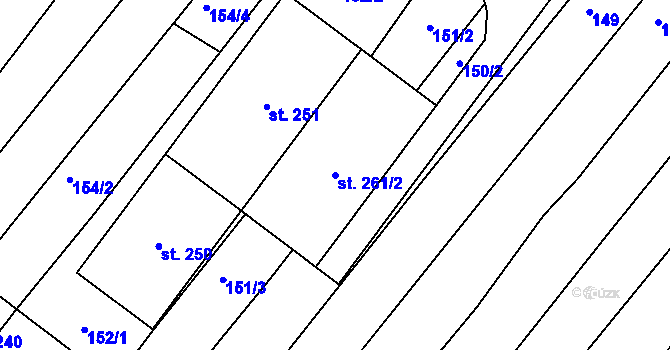 Parcela st. 261/2 v KÚ Lískovec, Katastrální mapa