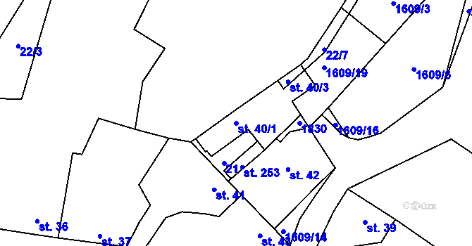 Parcela st. 40/1 v KÚ Lískovec, Katastrální mapa