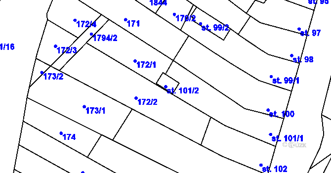 Parcela st. 101/2 v KÚ Lískovec, Katastrální mapa