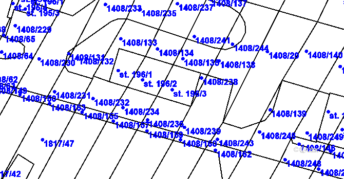 Parcela st. 196/3 v KÚ Lískovec, Katastrální mapa
