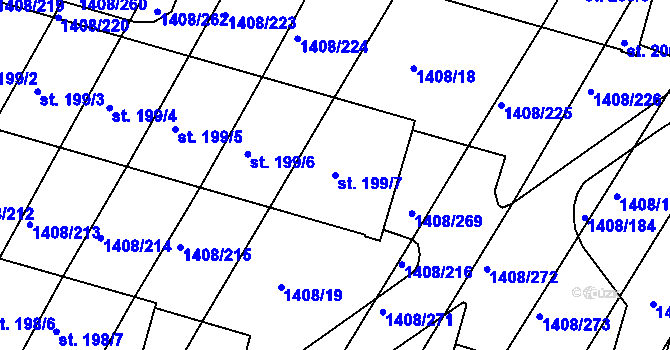Parcela st. 199/7 v KÚ Lískovec, Katastrální mapa