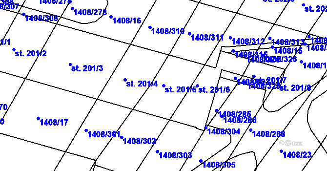 Parcela st. 201/5 v KÚ Lískovec, Katastrální mapa