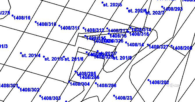 Parcela st. 201/7 v KÚ Lískovec, Katastrální mapa