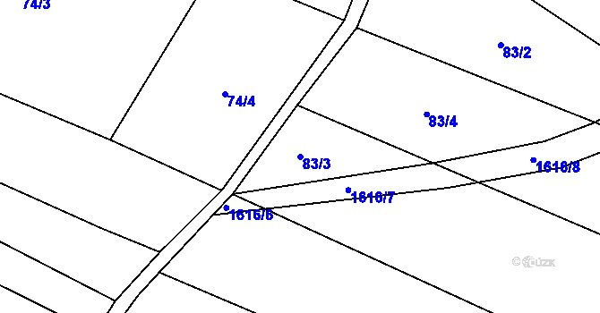 Parcela st. 83/3 v KÚ Lískovec, Katastrální mapa