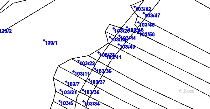 Parcela st. 103/41 v KÚ Lískovec, Katastrální mapa