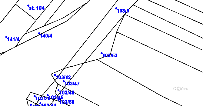 Parcela st. 103/53 v KÚ Lískovec, Katastrální mapa