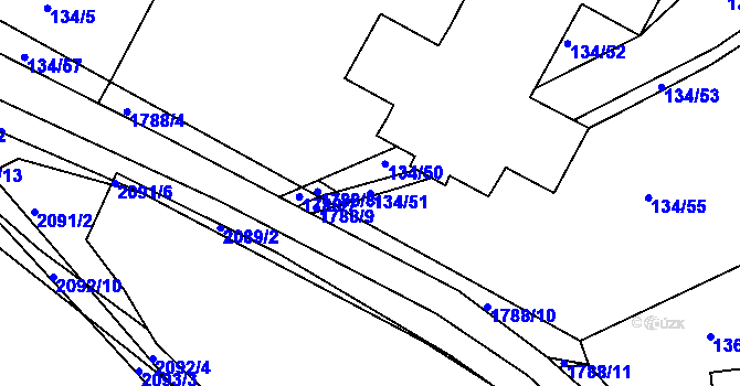 Parcela st. 134/51 v KÚ Lískovec, Katastrální mapa
