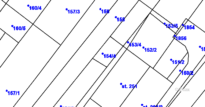Parcela st. 154/4 v KÚ Lískovec, Katastrální mapa