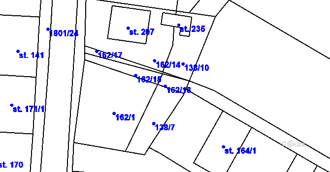 Parcela st. 162/18 v KÚ Lískovec, Katastrální mapa