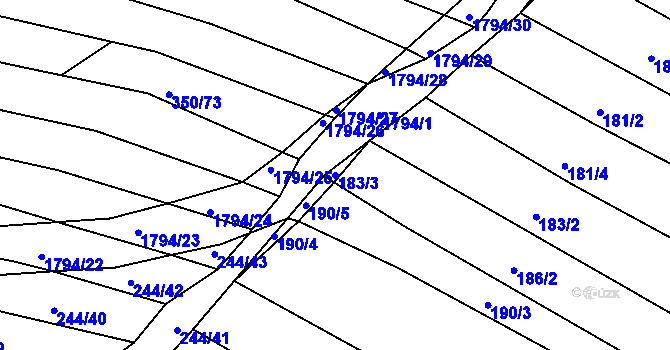 Parcela st. 183/3 v KÚ Lískovec, Katastrální mapa
