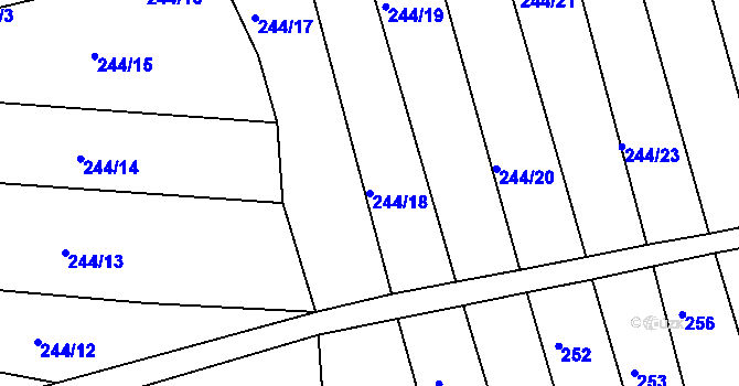 Parcela st. 244/18 v KÚ Lískovec, Katastrální mapa