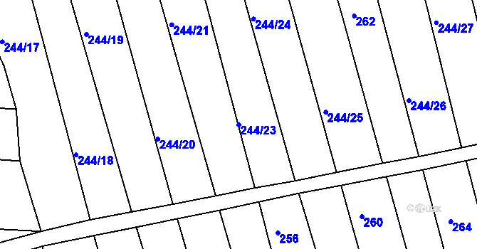 Parcela st. 244/23 v KÚ Lískovec, Katastrální mapa