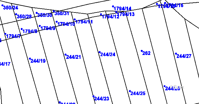 Parcela st. 244/24 v KÚ Lískovec, Katastrální mapa