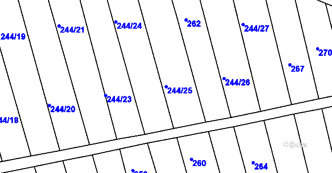 Parcela st. 244/25 v KÚ Lískovec, Katastrální mapa