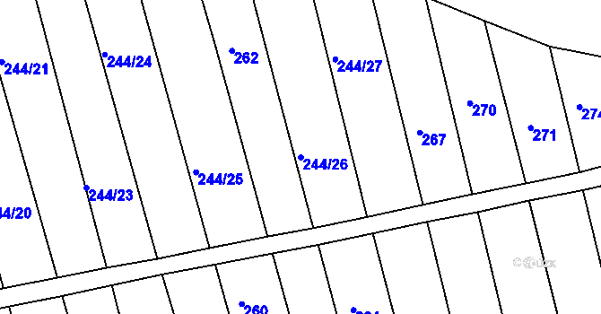 Parcela st. 244/26 v KÚ Lískovec, Katastrální mapa