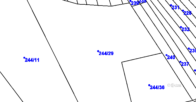 Parcela st. 244/29 v KÚ Lískovec, Katastrální mapa
