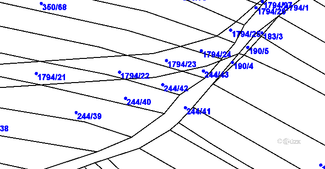 Parcela st. 244/42 v KÚ Lískovec, Katastrální mapa