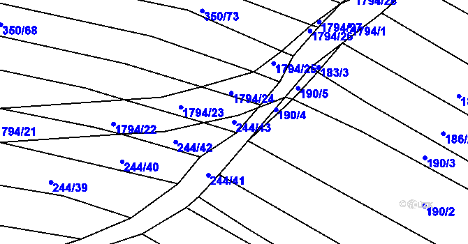 Parcela st. 244/43 v KÚ Lískovec, Katastrální mapa