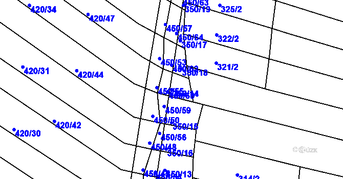 Parcela st. 350/14 v KÚ Lískovec, Katastrální mapa