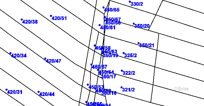 Parcela st. 350/19 v KÚ Lískovec, Katastrální mapa