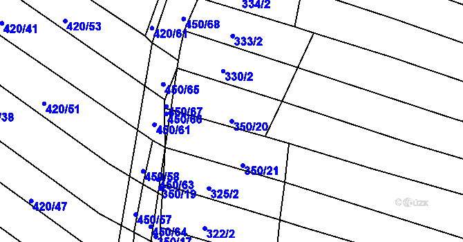 Parcela st. 350/20 v KÚ Lískovec, Katastrální mapa