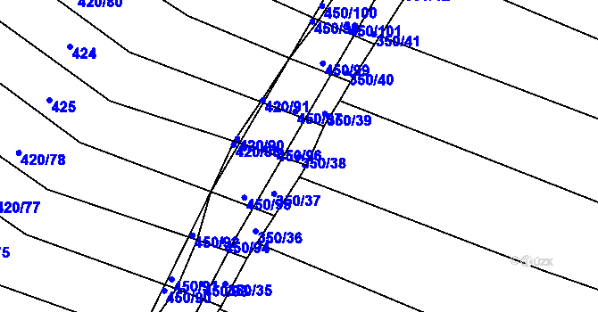 Parcela st. 350/38 v KÚ Lískovec, Katastrální mapa