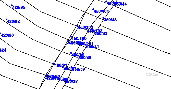 Parcela st. 350/41 v KÚ Lískovec, Katastrální mapa