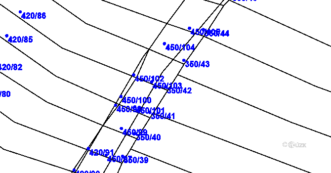 Parcela st. 350/42 v KÚ Lískovec, Katastrální mapa