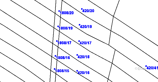 Parcela st. 420/17 v KÚ Lískovec, Katastrální mapa