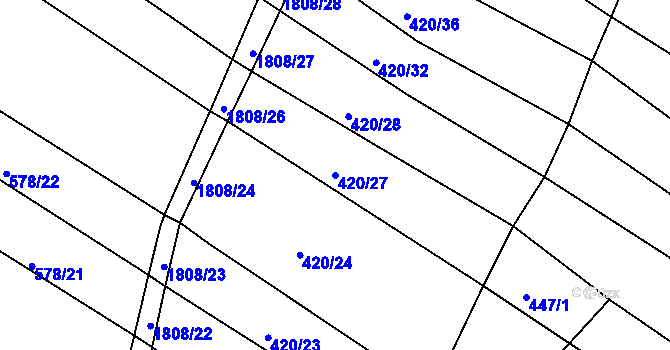 Parcela st. 420/27 v KÚ Lískovec, Katastrální mapa