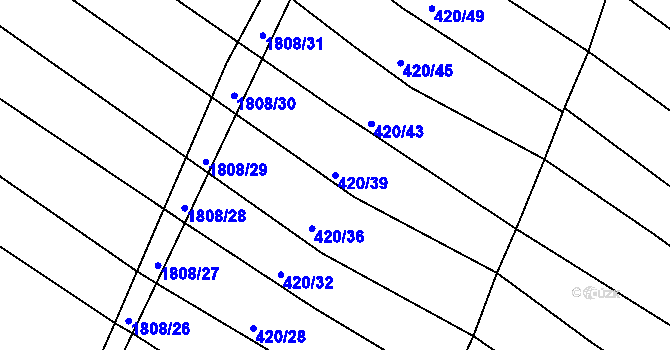 Parcela st. 420/39 v KÚ Lískovec, Katastrální mapa