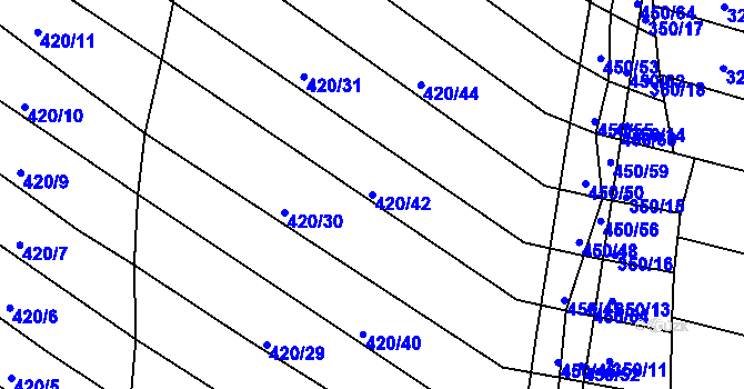 Parcela st. 420/42 v KÚ Lískovec, Katastrální mapa