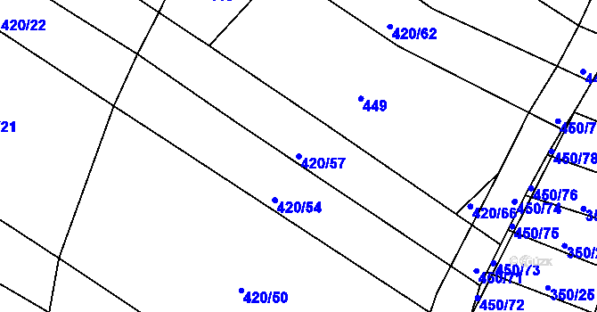 Parcela st. 420/57 v KÚ Lískovec, Katastrální mapa