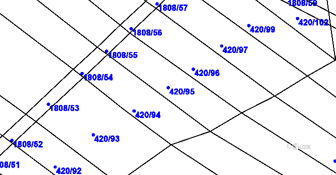 Parcela st. 420/95 v KÚ Lískovec, Katastrální mapa