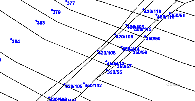 Parcela st. 420/106 v KÚ Lískovec, Katastrální mapa
