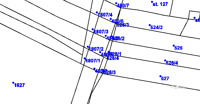 Parcela st. 450/4 v KÚ Lískovec, Katastrální mapa