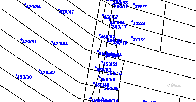 Parcela st. 450/55 v KÚ Lískovec, Katastrální mapa